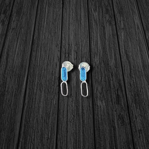 BGA017 Aretes dos eslabones pequeños ovalado con color 2